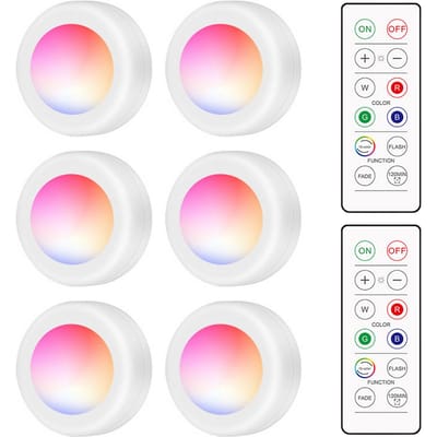 LED Puck Licht Kastverlichting met Afstandsbediening 16RGB Kastlamp 10 Dimmer Timer Functie Draadloos 6pcs