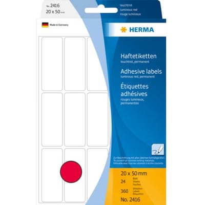 HERMA Vielzwecketiketten helderrood 20x50 mm Papier 360 St.