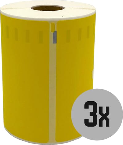DULA Dymo Compatible labels - Geel - S0904980 - Grote verzendetiketten - 3 rollen - 104 x 159 mm - 220 labels per rol