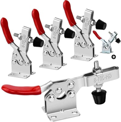 Kniehefboutspanners, 4 Stuks, Verstelbare Kniehefboutspanner, Horizontaal met Toggle Klem voor Machinebediening en Lassen, Tot 90 kg Spankracht