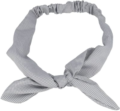 Haarsoires Haarband Knoop 6cm – Strikje met IJzerdraad – Ruitprint – Grijs