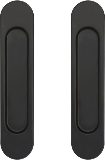 2 stuks, ovale schuifdeurgrepen, zelfklevend, 14,8 cm, aluminium, geschikt voor kasten, schuifdeuren (zwart)