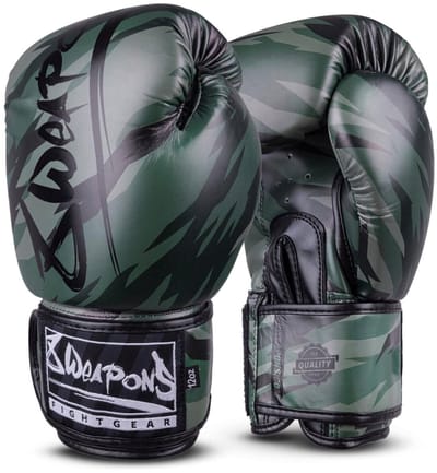 8 WEAPONS Unlimited 2.0 Bokshandschoenen 16 oz Woodland Camo – Voor Sparring, Kickboksen & Muay Thai & Boxing Vechtsport