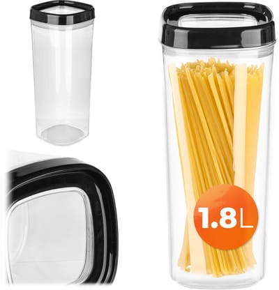 KADAX Voorraaddoos, transparante opbergdoos van kunststof, luchtdichte voorraaddoos met deksel, voor meel, muesli, suiker en pasta (1800 ml, zwart)
