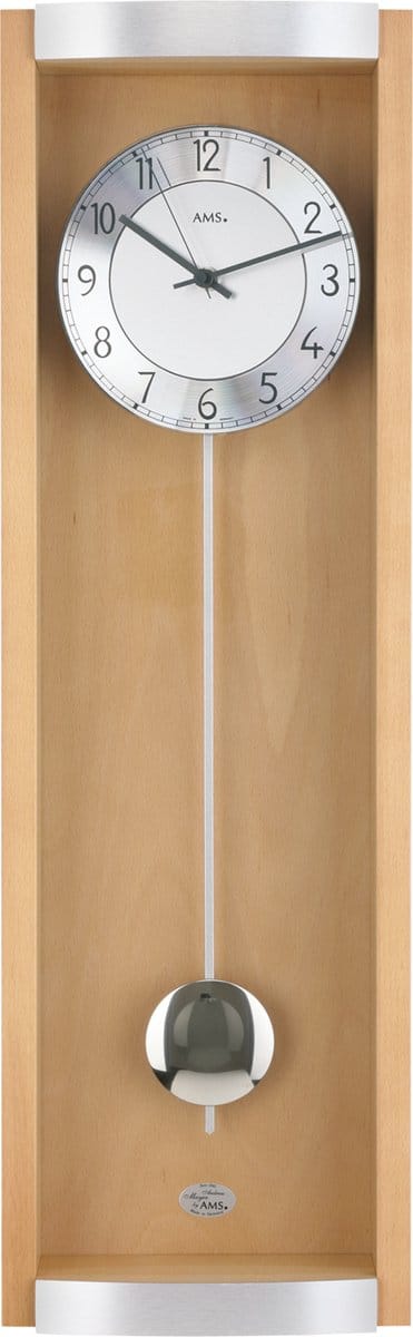 AMS 5285/18 Radio gestuurde wandklok met slinger 71cm lang 21cm breed