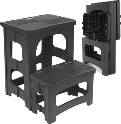 Opvouwbare 2-traps kruk voor volwassenen en kinderen - Antislip en draagbaar - Ondersteunt tot 136 kg, 20 cm en 43 cm hoogtes