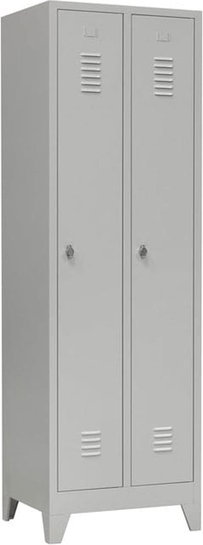 Industriële locker garderobekast 2- delig met pootjes deur rood en opening voor hangoogsluiting (zonder hangslot geleverd)