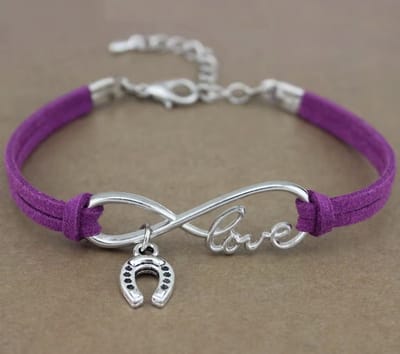 12Getit Armbandje paars met paarden hoefijzer hangertje