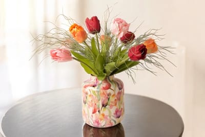 WinQ-Tulpen Lang (60cm) Multicolor met Gras-Kunstbloemen-Zijden bloemen