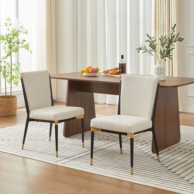MIVRAY Eetkamerstoelen Set Van 2 - Minimalistisch Scandinavisch Design Voor Kleine Eethoek - Stof Beige
