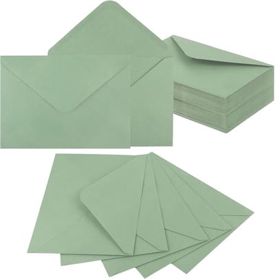 100 Groene B6 Enveloppen Eucalyptus - 13x18 cm - Zonder Venster - Luxe 120g/m² Sluiting voor kaarten en uitnodigingen