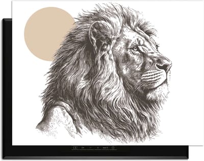 KitchenArt - Majestic Lion - Inductie Beschermer - 80x52 cm - Kookplaat Beschermer - Luxe Afdekplaat Inductieplaat - Anti-slip & Oprolbaar - Beschermmat Inductiekookplaat