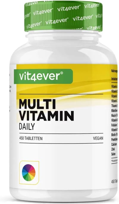 Multivitamine hoge dosis - 450 tabletten - waardevolle mineralen en alle A-Z vitaminen - 15 maanden voorraad - ondersteunt het immuunsysteem - Vit4ever