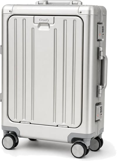 Groofy Pinnacle 1618 Aluminium Handbagage Koffer 20 Inch Zilver - Reiskoffer 55cm - 4 Spinner Wielen - TSA Slot - Pure Aluminium Trolley