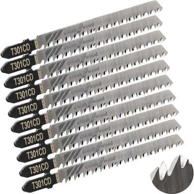 Allecto - Jigsaw Messen Set - Decoupeerzaagbladen - Voor Hout en Kunststof - 10 Stuks - Geavanceerde T301CD - Inclusief Opbergbuis - Perfect voor K...
