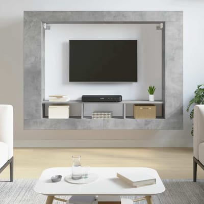 vidaXL - Tv-meubel - 152x22x113 - cm - bewerkt - hout - betongrijs