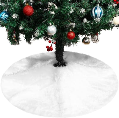 Ronde Kerstboomdeken van 120 cm, Witte Neppels, Kerstboomrok, Decoratie voor Kerstfeest en Winterse Sfeer