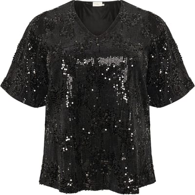 Kaffe Curve KCnicoleen Sequin Dames Blouse -Black Deep