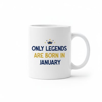 Only Legends Are Born in January Mok – Verjaardag Tekst Cadeau – Witte Keramische Koffiemok 330 ml