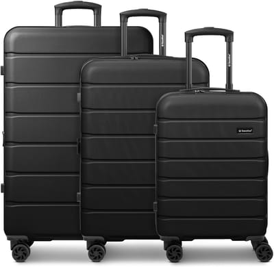 Saxoline Miami 4 wielen Kofferset 3-delig met uitbreidingsplooi - Harde bagage - TSA slot - black
