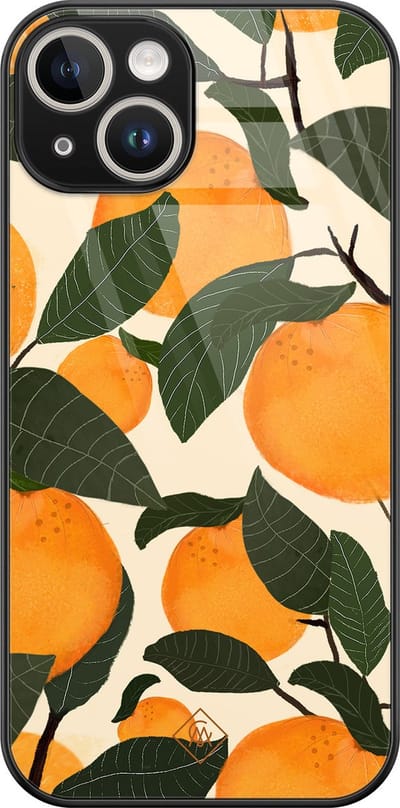Casimoda® hoesje - Geschikt voor iPhone 13 - Orange Garden - Luxe Hard Case Zwart - Backcover telefoonhoesje - Multi