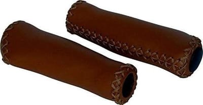 Stuurgrepen Leer - Fietshandvatten Comfort - Comfortabel Fietsen - Zwart Stiching - 5 x 11 x 21 cm - Bunt