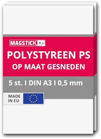 5-delige set witte polystyreen platen A3 - Kunststof harde platen voor modelbouw en kunstprojecten 29,7 x 42 cm, 0,5 mm