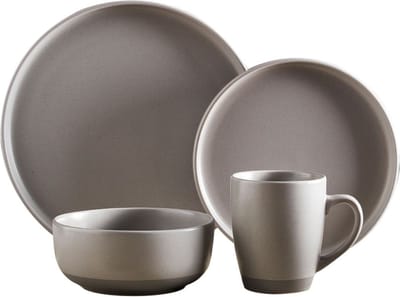 Serviesset, 16 Delig, 4 Personen, Fossiel Grijs, Keramiek - Barbary & Oak | Avena