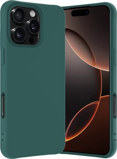Hoes - Geschikt voor Apple iPhone 16 Pro Max - Sterk & Shockproof - Hoesje Cover - Siliconen Case - Donkergroen