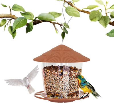 Famanu – Vogelhuis om op te hangen: vogelvoederhuisje weerbestendig vogelvoederdispenser voor wilde vogels - voederhuis vogels hangend voor balkon vogels vogelhuis transparant voederstation voor het hele