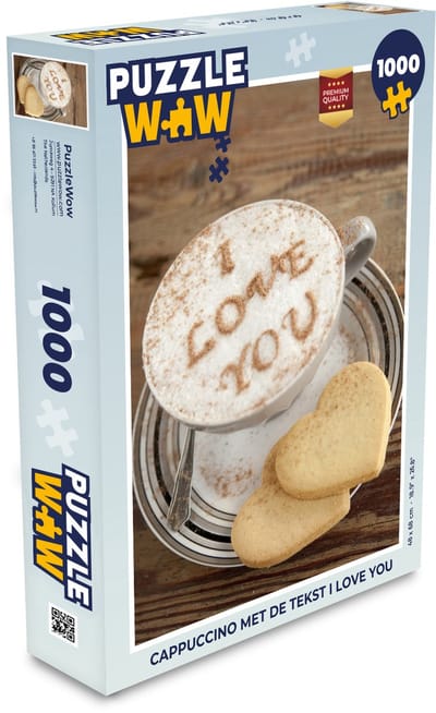 Puzzel Cappuccino met de tekst I Love You - Legpuzzel - Puzzel 1000 stukjes volwassenen