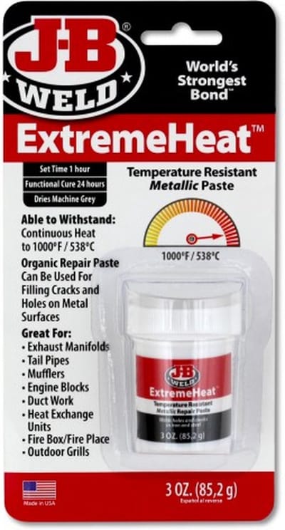 JB-Weld ExtremeHeat Reparatie-pasta - Voor extreem hete toepassingen tot 538° C- Voor ovens, verwarmingsketels, uitlaatsystemen, Turbo's - 3,0 oz