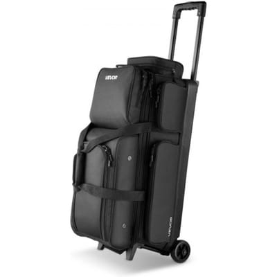 VEVOR 3-Ball Bowling Bag met dubbele wielen en apart schoenenvak (tot Amerikaanse maat 16) en extra groot accessoirevak, uitschuifbare handgreep tot 105 cm, zwart
