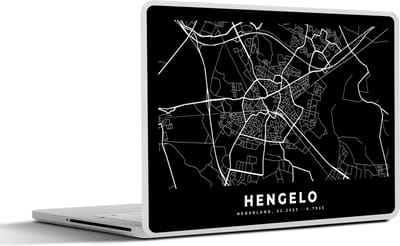 Laptop sticker - 15.6 inch - Kaart - Hengelo - Zwart - 36x27,5cm - Laptopstickers - Laptop skin - Cover