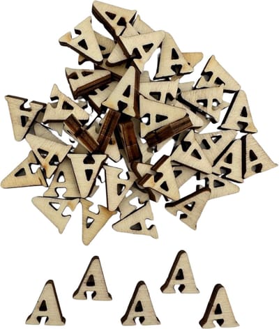 50x Letter A van hout - 1,5CM - Lettertjes perfect voor decoreren, scrapbooking, hobby, DIY