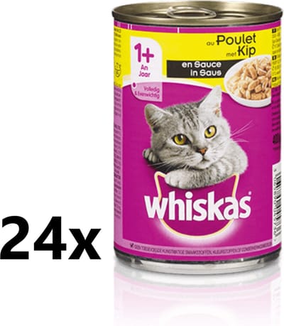Whiskas - Kattenvoer - Blik - Adult - Brokjes in Saus - Kip - 24x400g