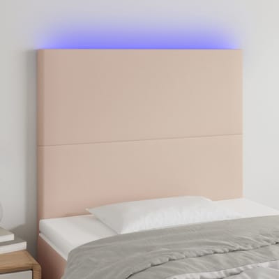 vidaXL - Hoofdbord - LED - 90x5x118/128 - cm - kunstleer - cappuccinokleurig
