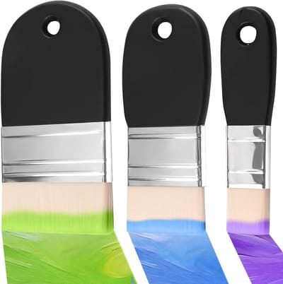 Set van 3 platte kwasten voor schilderen, 25mm/50mm/75mm, houten handvat, ideaal voor olie, acryl en lakwerk op grote oppervlakken