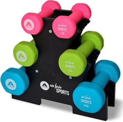 Dumbbell Set 1kg, 2kg, 3kg met Rek - Fitness Gewichten voor Thuis