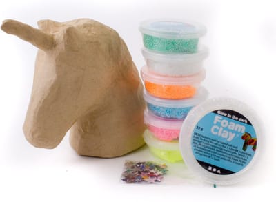 Eenhoorn Knutselpakket – Glow in the Dark Foam Clay – Maak je eigen Unicorn Trofee - knutselset - diy