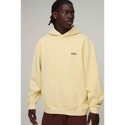 Oversized Heren Sport Washed Over-the-head Hoodie | Yellow | Size Large
