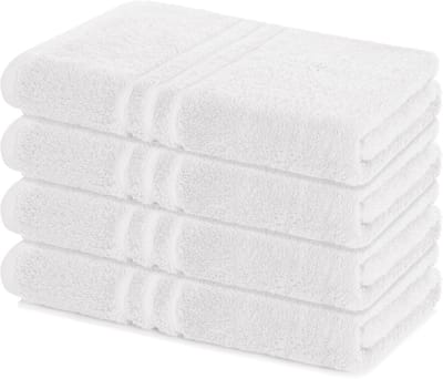 Lavea® Set van 4 handdoeken 70x140 cm – 100% katoen – Zacht en absorberend – Ideaal als badhanddoek, badlaken of handdoek voor dagelijks gebruik – Wit
