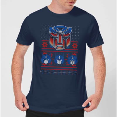 Autobots Classic Ugly Knit Men's Christmas T-Shirt - Navy - S