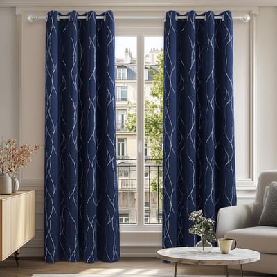 DailySupplies® Gordijnen Kant en Klaar met Haakjes - Gordijn voor Gordijnroede - Verduisterend - Marineblauw