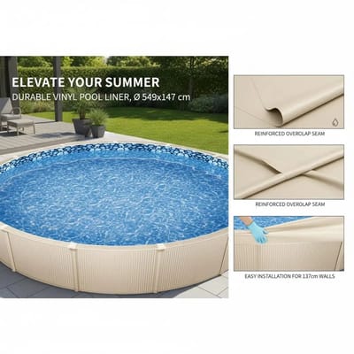 Miryx Ronde Zwembadbekleding - Duurzame Vinyl Bekleding - In Overtrek Stijl - Slijtvast - Duurzaam- 549x147 cm