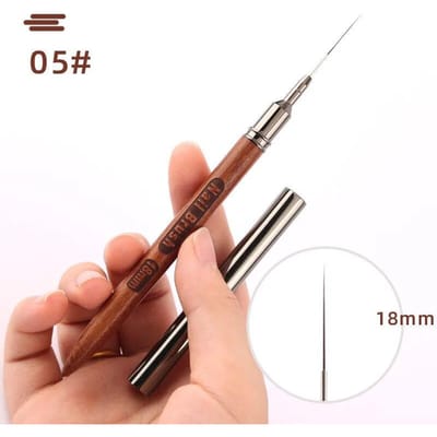 1PC Ronde Houten Handvat Nail Art Liner DIY Schilderborstel Tekening Lijnen Streep Bloem Schilderij Pen UV Gel Borstel 18mm