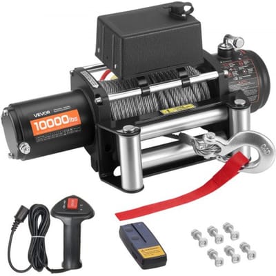 VEVOR elektrische lier, 4500 kg, 12 V DC vrachtwagenlier met Φ 8,3 mm x 19,8 m stalen kabel, draadloze en bekabelde afstandsbediening, IP55 voor het slepen van SUV's, Jeeps, aanhangers, boten en terreinwagens