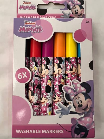 Uitwasbare stiften - Minnie Mouse - 6 Stiften - Tekenen - Kleuren - Kinderen - Knutselen - Cadeau