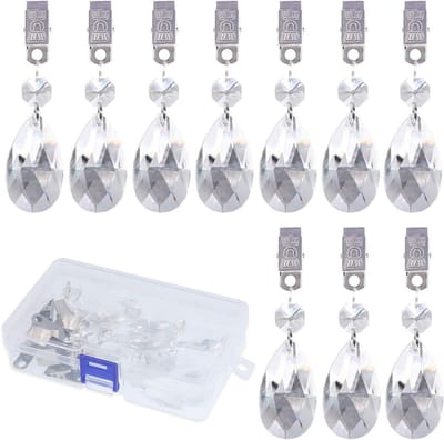 10 Crystal Tafelkleed Gewichten met 10 Metalen Clips - Zware Glazen Druppel Prismen voor Buiten en Picknicks