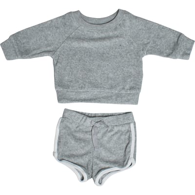 869467 Fleece sweater en korte broek voor babyjongens